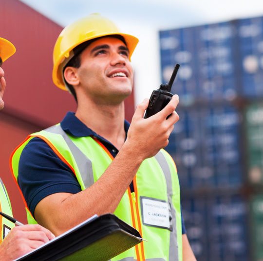 Our Team using walkie talkies